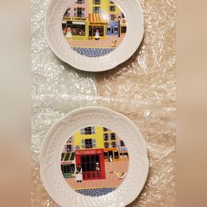 5.75” Set 6 Philippe Deshoulierres Lourioux Porcelein Plates Rare Full Set